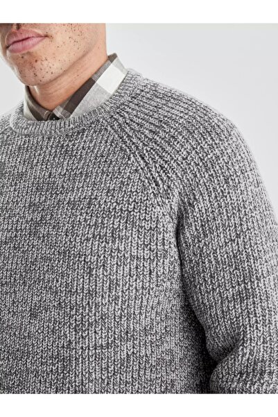 QS by s.Oliver Q/S by s.Oliver Men's melange sweater, with scoop neck, Regular fit, Dark grey