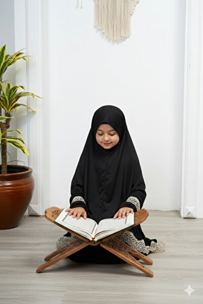 Defkay İki parça etekli kız çocuk namaz elbisesi düz renk