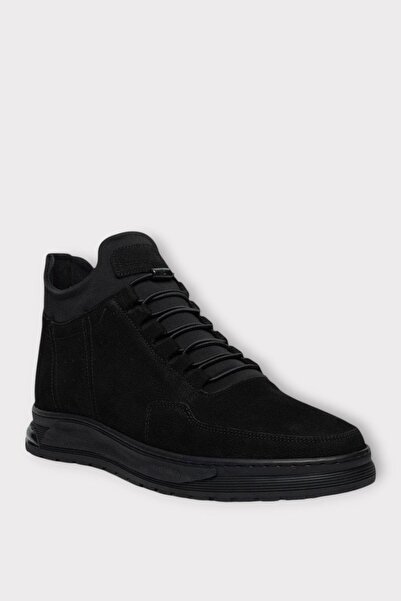 Liger Men's Nubuck Genuine Leather Lace-Up Non-Slip Rubber Sole Boots Black