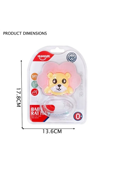 huanger - Baby Lion Teether And Rattle Toy For Newborns Pink