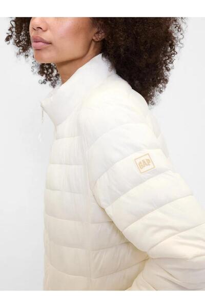 GAP 791284001 V-Frch Logo Lw Puffer Jacket Women's Coat Beige