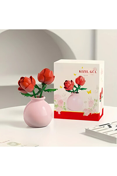 HEY GİDİ GİFT Kızıl Gül Çiçeği Vazolu - Çiçek Model Yapım Seti | Hediyelik & ...