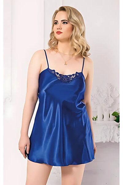 Bleu Petite Σατέν κοντό νυχτικό με λεπτές τιράντες σε μεγάλο μέγεθος