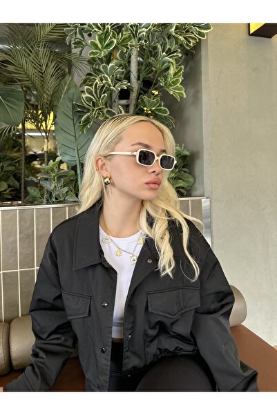 TomyHelf Krem Çerçeve Siyah Cam Gold Detaylı Güneş Gözlüğü