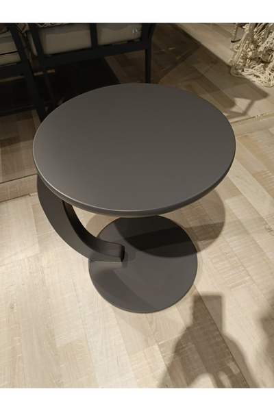 Store Mercan Mobilya Tekerlekli Antrasit Yan Sehpa Koltuk Sehpası Servis Sehpası üst çapı40 cm yk 55 cm