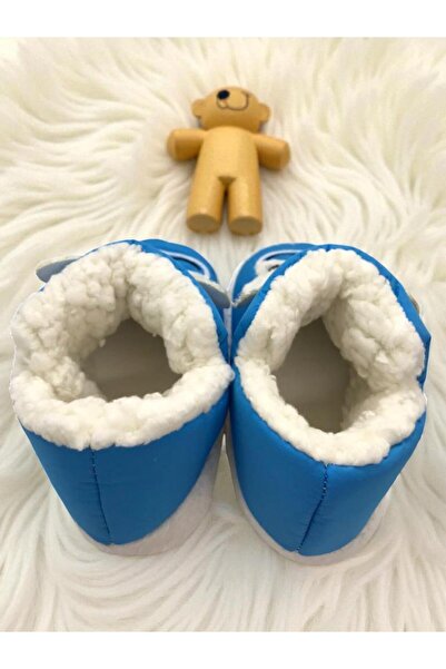 MARKABONİ Erkek Çocuk Hayvanlı Kışlık Yumuşacık İçi Yünlü Mavi Ev Pandufu