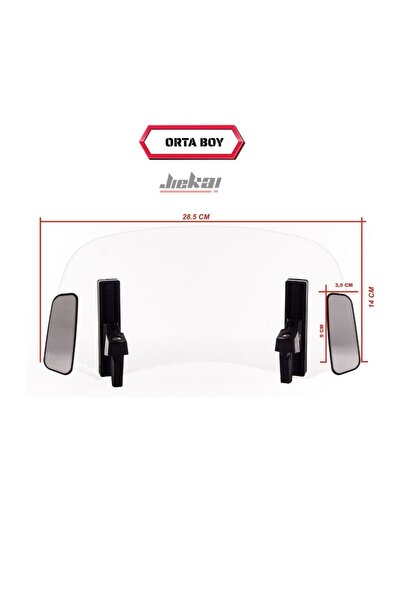 JİEKAİ DBS007 ORTA BOY Deflektör * ŞEFFAF * Dikiz aynalı Universal Çift Bağla...