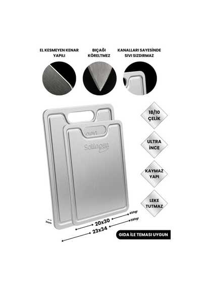 Home 2-Piece Cutting Board Steel Cutting Board Stainless Steel Cutting Board