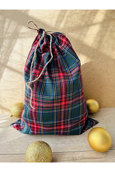 White Alamode Pine Tree Gift Plaid Pouch, Gift Large Plaid Pouch