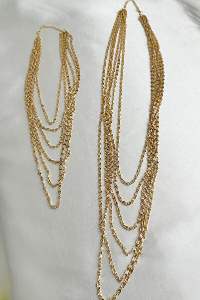Modex Gold Color Flashy Multi-Layered S Chain Necklace (40Cm-95Cm)