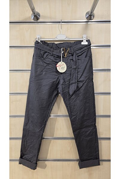 Park Moda Italian Leather Trousers with V Buckle