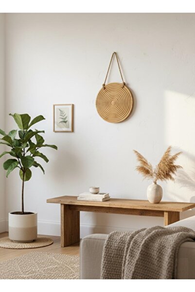 DİLETTO DEKORATİF OVAL AHŞAP BAMBU DUVAR TABLOSU