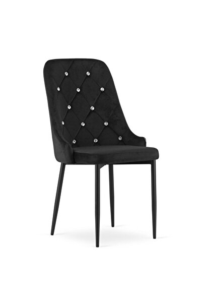 Leobert Scaun bucatarie/living, Artool, Amore, catifea, metal, negru, 48x56x9...