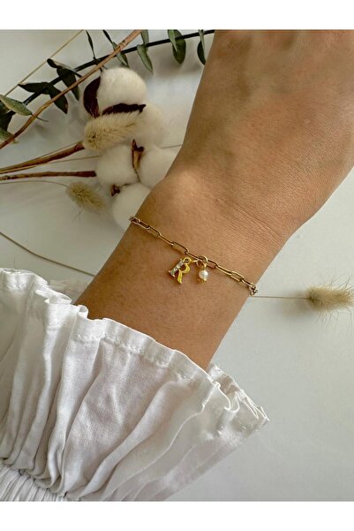 NevoAccessory Women's R Letter Charm Steel Bracelet – Tarnish-Free, Adjustabl...