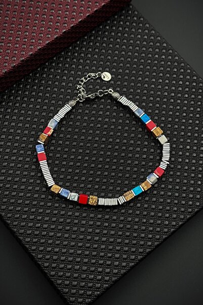 FRNCH 316L Çelik ve Mix Doğal Taşlı Çok Renkli Erkek Bileklik FRJ12667-3667-CK