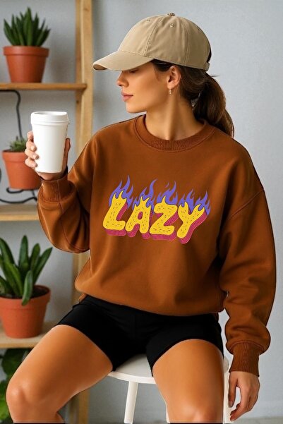 ArtYus Φούτερ Unisex με μακρύ μανίκι Lazy Transfer με τύπωμα με λαιμόκοψη ποδ...