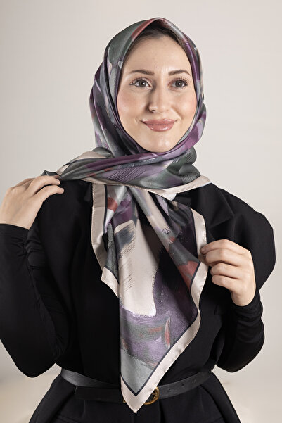 Akel Ψηφιακό κρυστάλλινο μοτίβο κασκόλ 95x95 – Παστέλ μοτίβο-2