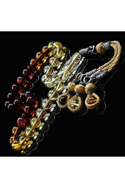 TESBİHCİBABA Gold Design Special Series Kazaz Color Filtration Drop Amber Prayer Beads