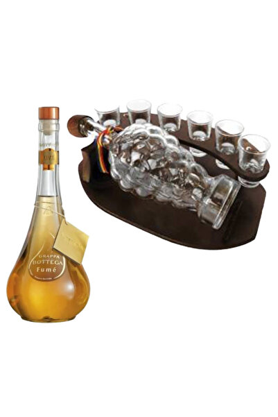 velve Πακέτο μίνι μπαρ, ξύλινη βάση σε σχήμα ημισελήνου με μπουκάλι, 6 ποτήρι...