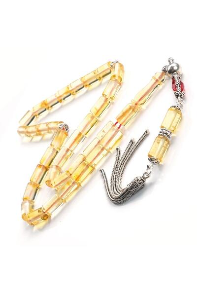 TESBİHCİBABA Old Class Cut Transparent Structure Drop Amber Prayer Beads