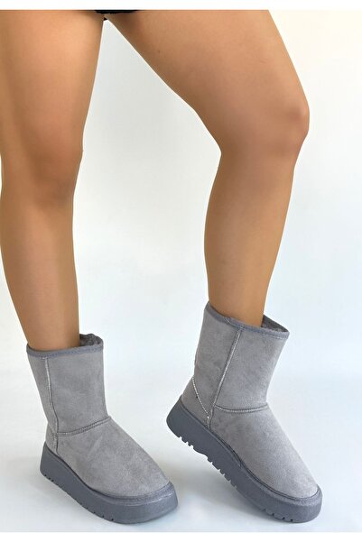 FRESCO SCARFS Gray Suede Boots 265656