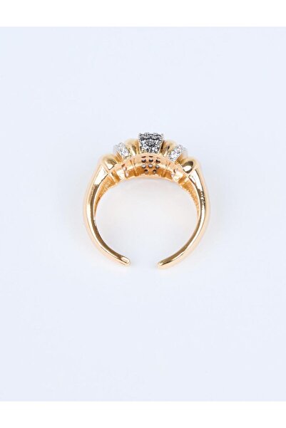 Jimmy Key Altın Rengi Taş Detaylı Ayarlanabilir Modern Yüzük