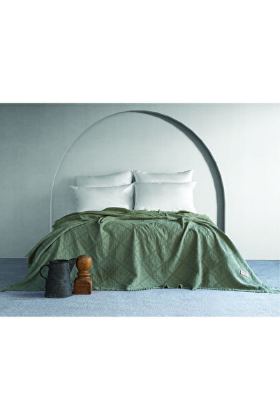 Dantela Lucca Corded Pattern Bedspread - Light Green