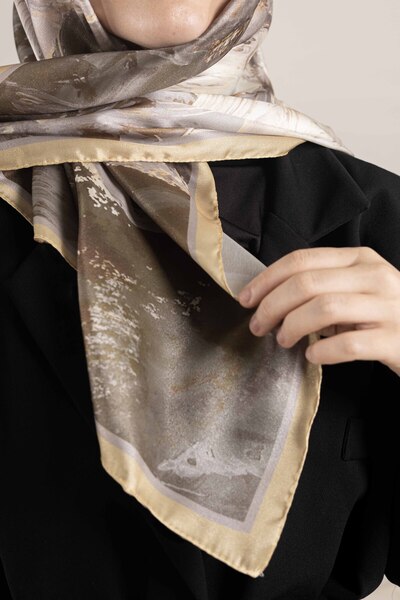 Akel Digital Crystal Patterned Scarf 95X95 – Pastel Pattern-3