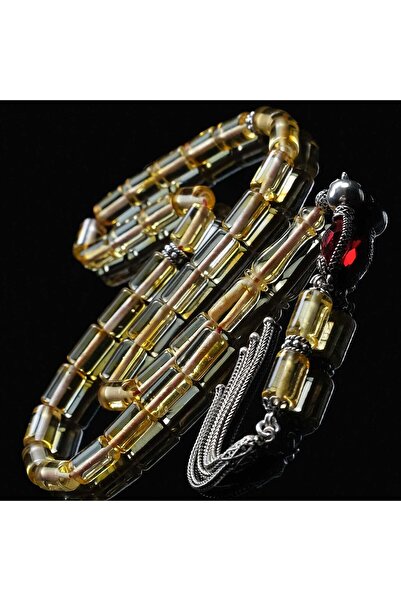 TESBİHCİBABA Old Class Cut Transparent Structure Drop Amber Prayer Beads