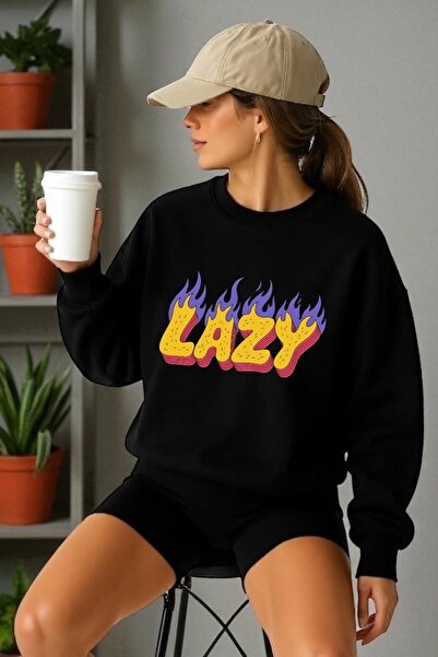 ArtYus Φούτερ Unisex με μακρύ μανίκι Lazy Transfer με τύπωμα με λαιμόκοψη ποδ...