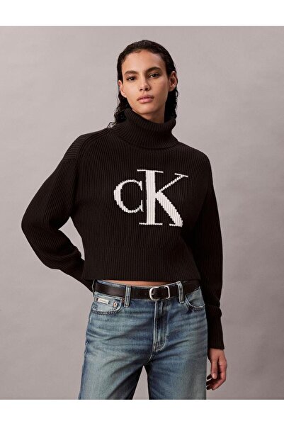 Calvin Klein % 100 Pamuk Loose Fit Balıkçı Yaka Logolu Kazak LV047D349GUB1 KA...