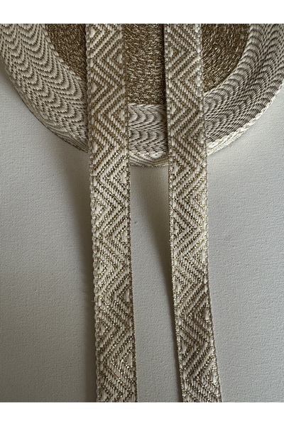 ALTAY AKSESUAR شريط منسوج بلون ذهبي لامع من فيريف بلون إكرو