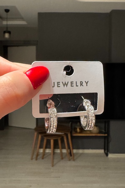 C&E Design Kadın Zirkon Taşlı Halka Küpe