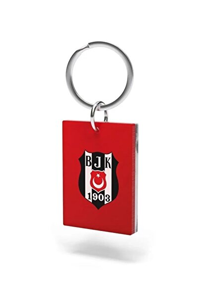 Beşiktaş Licensed Logo Double-Sided Keychain Eagle Wooden Boxed