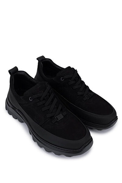 Tamer Tanca Erkek Hakiki Deri Siyah Mat/Siyah Sneakers & Spor Ayakkabı