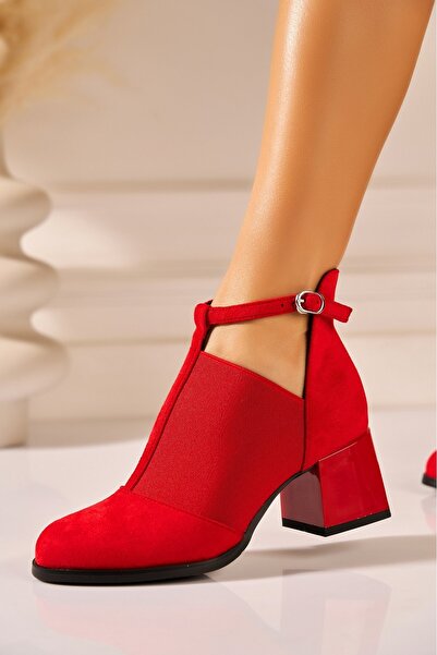 Joana Riziky Red Suede Stiletto Ankle Boots 6CM Heel