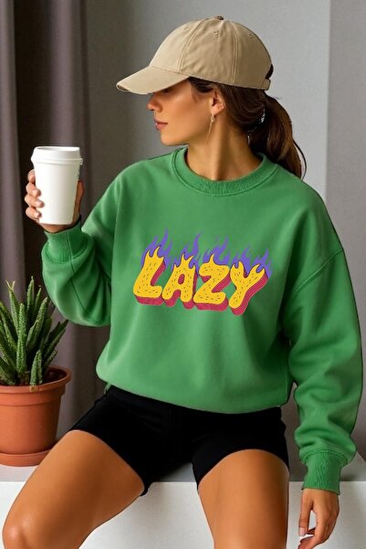 ArtYus Φούτερ Unisex με μακρύ μανίκι Lazy Transfer με τύπωμα με λαιμόκοψη ποδ...