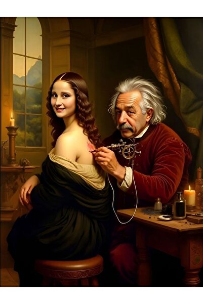 özkacar EİNSTEİN DÖVME YAPIYOR :) Ev Duvar Salon Güzellik Salonu Ofis Dükkan Dekarasyon Kanvas Tablo