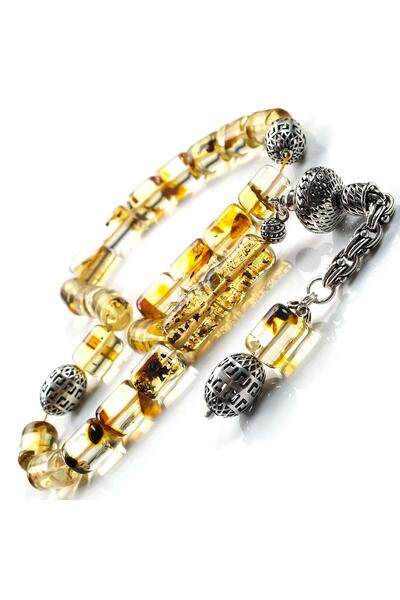 TESBİHCİBABA Drop Amber Mascot Prayer Beads with Unique Fossil Grain Structure