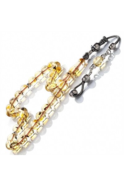 TESBİHCİBABA Pocket Size Fossil Marquise Cut Drop Amber Prayer Beads