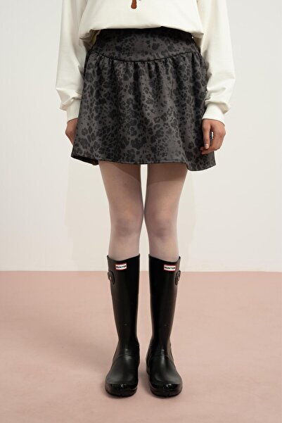 LOCO LOCO Fusta pentru fete din piele intoarsa cu loepe - Antracit