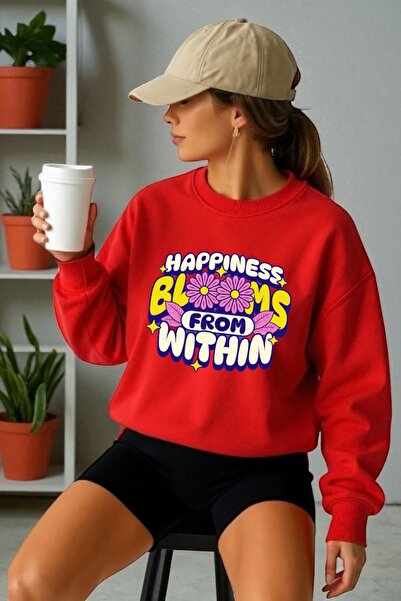 ArtYus Unisex duži rukav Happiness Transfer Štampano okrugla kragna paket majica