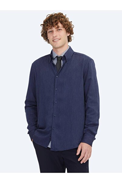 Kip Πλεκτό πουκάμισο με κανονική εφαρμογή Navy Blue
