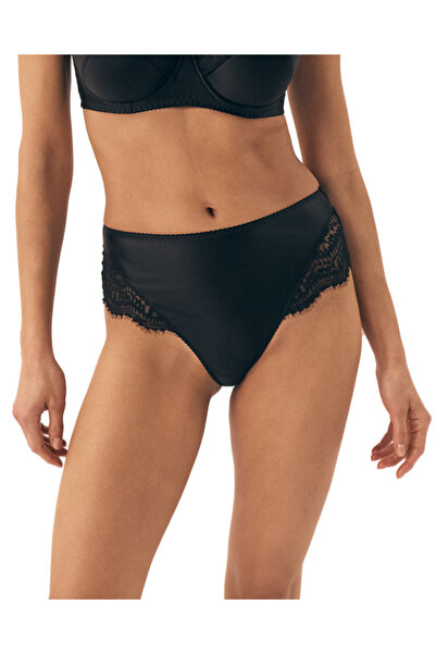 ESOTIQ Chiloți pentru femei cu talie înaltă, din satin brazilian, cu spate din dantelă florală | Brillant