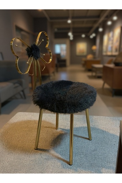 FERROVIA KELEBEK SANDALYA LAK KAPLAMA GOLD PELUŞ SANDALYE TASARIM SANDALYESİ