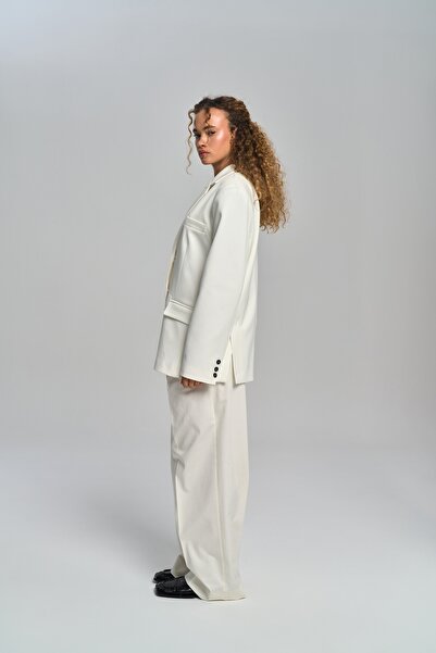 MAI STUDIOS CO. Amara Kemer Detay Ekru Palazzo Pantolon