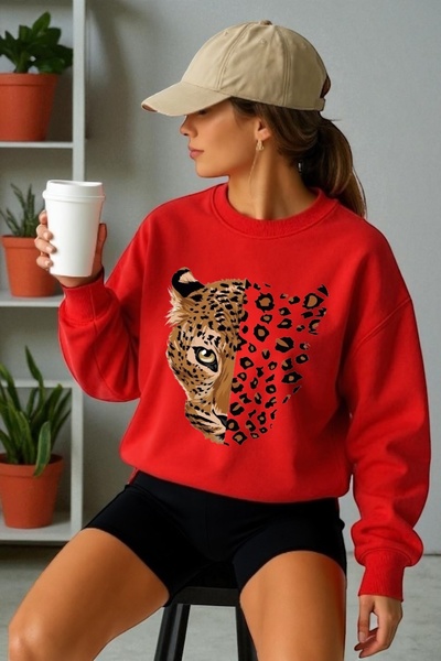 ArtYus Tricou unisex cu mânecă lungă Tiger Transfer cu imprimeu guler rotund ...