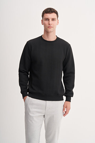 Cazador Суитшърт с редовна кройка, с капитониран жакардов десен „рибена кост“ - 53395