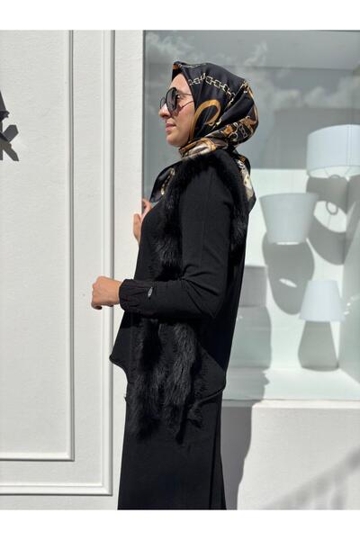 MissWhence Mi̇ss 268 Feather Detailed Women's Tunic Black