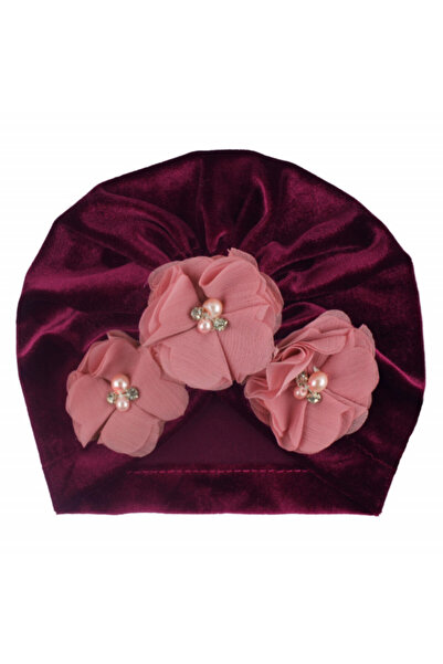 Bebelul Velvet turban hat with appliquéd flowers